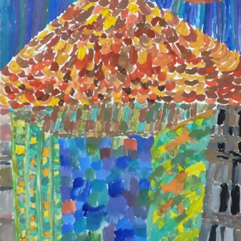 Картина под названием "The house" - Valentina Budarina, Подлинное произведение искусства, Гуашь