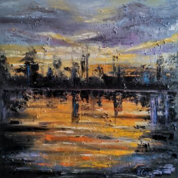 "Sunset. Abstract la…" başlıklı Tablo Valentina Can tarafından, Orijinal sanat, Petrol Ahşap Sedye çerçevesi üzerine monte e…
