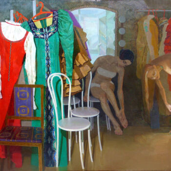 Painting titled ""Театральная гример…" by Valentina Cernyh, Original Artwork, Oil