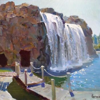 Картина под названием ""Водопад на острове…" - Валентина Черных, Подлинное произведение искусства, Масло