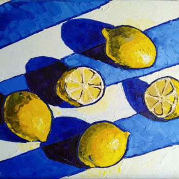 Картина под названием "Yellow lemons" - Valentina Kramarenko, Подлинное произведение искусства, Масло