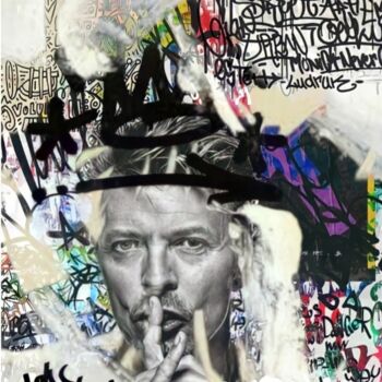 Digitale Kunst mit dem Titel "Mr Bowie" von Valentina May, Original-Kunstwerk, Fotomontage