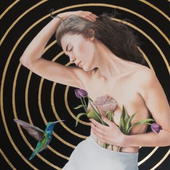 Картина под названием "Dancing in the wind" - Valentina Porcelli, Подлинное произведение искусства, Масло Установлен на Дере…