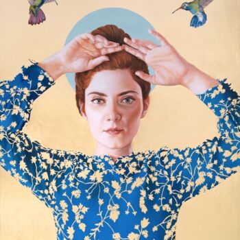 Peinture intitulée "Flower Inside" par Valentina Porcelli, Œuvre d'art originale, Huile Monté sur Autre panneau rigide