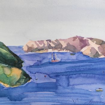 Malarstwo zatytułowany „Sea wiew( number 2)…” autorstwa Valentina Pushkareva, Oryginalna praca, Akwarela