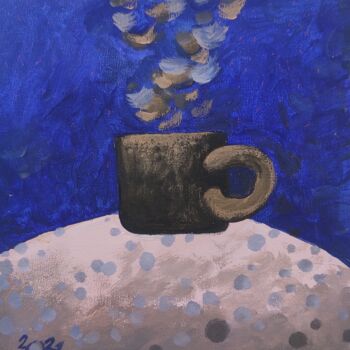 Malerei mit dem Titel "Coffee time" von Valentina Pushkareva, Original-Kunstwerk, Acryl