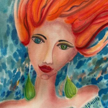 Peinture intitulée "Red hair woman" par Valentina Pushkareva, Œuvre d'art originale, Aquarelle