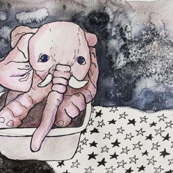 "Rose elephant" başlıklı Tablo Valentina Pushkareva tarafından, Orijinal sanat, Suluboya