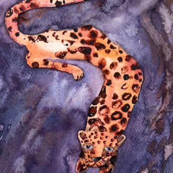 Painting titled "Leo 2" by Valentina Pushkareva, Original Artwork, Watercolor