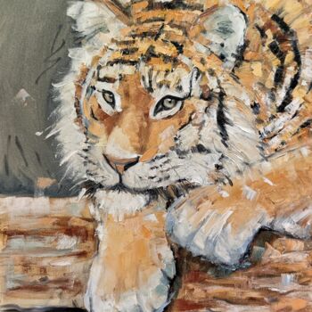 Malerei mit dem Titel "Tiger, wild animals" von Valentina Reymer, Original-Kunstwerk, Öl