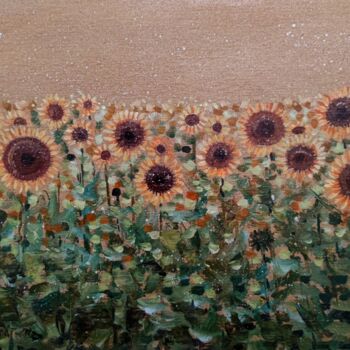 Painting titled "Sunflower field. Me…" by Valentina Reymer, Original Artwork, Oil