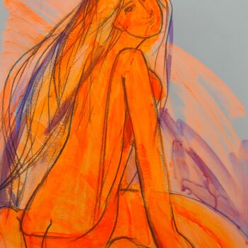 Pintura intitulada "Солнечная девушка,…" por Valentina Samoilik-Artyushenko, Obras de arte originais, Acrílico