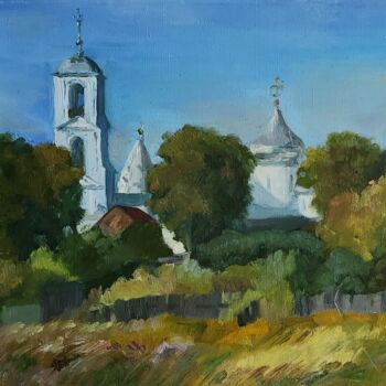 Painting titled "Nikitsky Monastery" by Valentina Timchenko, Original Artwork, Oil Mounted on Wood Stretcher frame