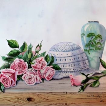 Painting titled "Вязаная шляпка" by Valentina Valevskaya, Original Artwork, Oil