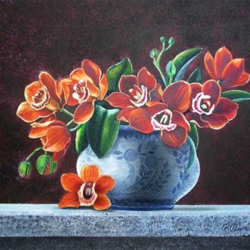 Painting titled "Орхидея 2" by Valentina Valevskaya, Original Artwork, Oil