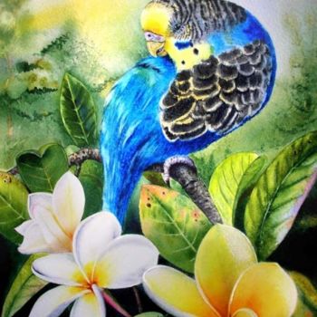 Painting titled "Parrot    Попугай" by Valentina Valevskaya, Original Artwork, Oil