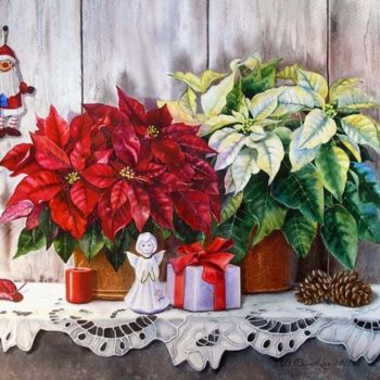 Pittura intitolato "Christmas ornament…" da Valentina Valevskaya, Opera d'arte originale, Olio