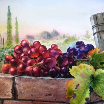 Painting titled "Aromatic grapes" by Valentina Valevskaya, Original Artwork, Oil