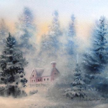 Pintura intitulada "Winter day" por Valentina Valevskaya, Obras de arte originais, Óleo