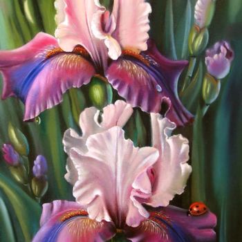 Painting titled "Irises  Ирисы" by Valentina Valevskaya, Original Artwork, Oil