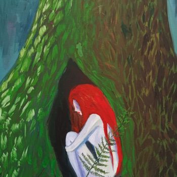 Peinture intitulée "Fearn Elf" par Valentina Ginevra Ceraso, Œuvre d'art originale, Huile