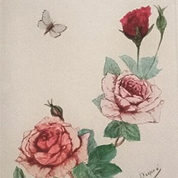 Pintura titulada "ROSES ANCIENNES 1" por Valentine Dupré, Obra de arte original, Oleo