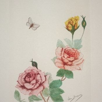 Peinture intitulée "ROSES ANCIENNES 2" par Valentine Dupré, Œuvre d'art originale, Huile