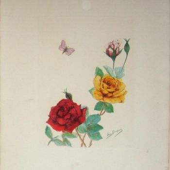Εκτυπώσεις & Χαρακτικά με τίτλο "ROSES ANCIENNES 15" από Valentine Dupré, Αυθεντικά έργα τέχνης, Χαρακτική