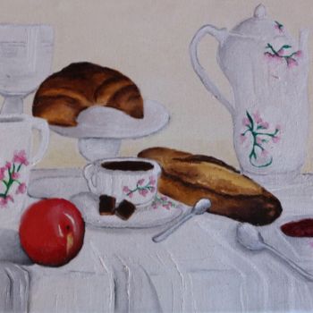 Peinture intitulée "French breakfast" par Valentine. M, Œuvre d'art originale, Huile