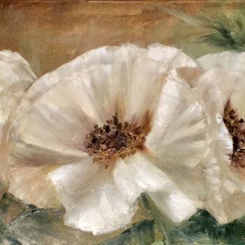 Painting titled "White poppies" by Valentinka Nsr, Original Artwork, Oil