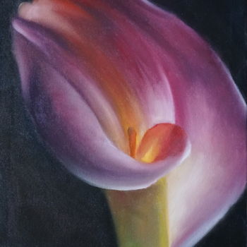 Pittura intitolato "Violet flower" da Valentinka Nsr, Opera d'arte originale, Olio