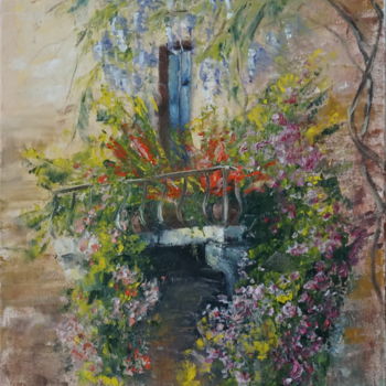 Painting titled "Floral terrace" by Valentinka Nsr, Original Artwork, Oil