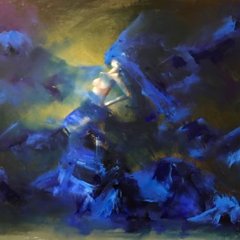 Painting titled "Woman in blue" by Valentinka Nsr, Original Artwork