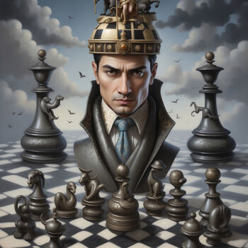 Arts numériques intitulée "The chessmaster" par Valentino Sani, Œuvre d'art originale, Image générée par l'IA