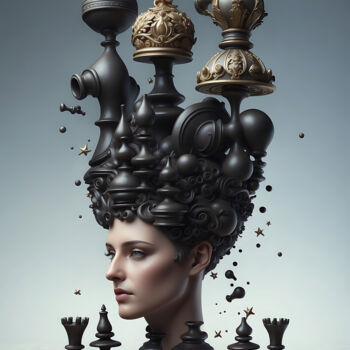 "Chesswoman mind" başlıklı Dijital Sanat Valentino Sani tarafından, Orijinal sanat, AI tarafından oluşturulan görüntü