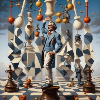 Digital Arts titled "The chess poet" by Valentino Sani, Original Artwork, AI generated image