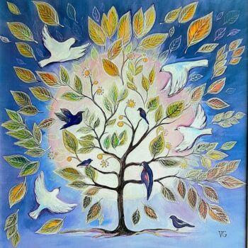 Картина под названием "Лесная сказка" - Валерия Генева, Подлинное произведение искусства, Акрил Установлен на Деревянная рам…