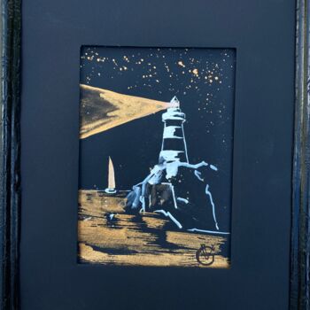 Peinture intitulée "Black Lighthouse an…" par Valeria Golovenkina, Œuvre d'art originale, Aquarelle