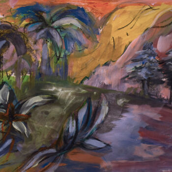 Peinture intitulée "La mer et les monta…" par Valeria Jaramillo, Œuvre d'art originale, Gouache