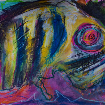 Pintura intitulada "La mer et les monta…" por Valeria Jaramillo, Obras de arte originais, Guache