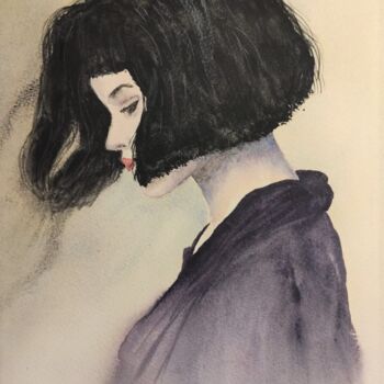 Schilderij getiteld "Amélie" door Valeria Menichini, Origineel Kunstwerk, Aquarel