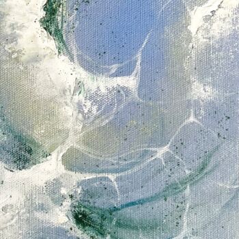 Painting titled "Azure deep water" by Valeria Ocean, Original Artwork, Oil Mounted on Wood Stretcher frame