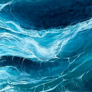 Ζωγραφική με τίτλο "Deep blue foamy wat…" από Valeria Ocean, Αυθεντικά έργα τέχνης, Ακρυλικό Τοποθετήθηκε στο Ξύλινο φορείο…