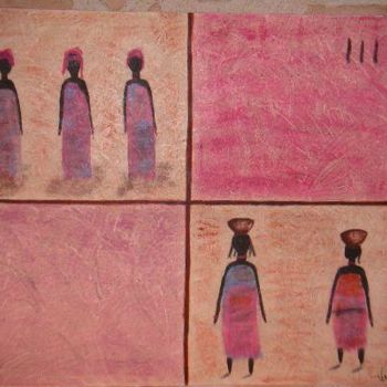 Painting titled "Africaines" by Valeria Dechamps-Ollivier, Original Artwork, Oil