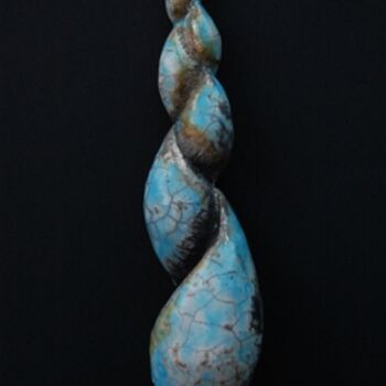 Sculpture titled "Blue Raku" by Valeria Ferrero, Original Artwork, Ceramics