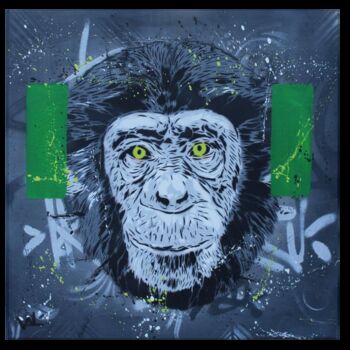 Painting titled "Three Wise Monkeys…" by Valérian (Valé Stencil), Original Artwork, Acrylic
