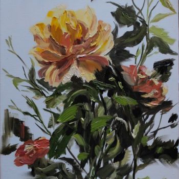 Ζωγραφική με τίτλο "Tea Rose.jpg" από Valeriia Radziievska, Αυθεντικά έργα τέχνης, Λάδι