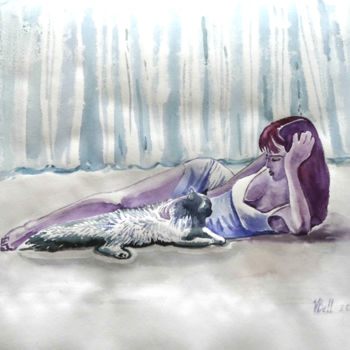 Painting titled "Serenity" by Valeria Belogurova, Original Artwork, Watercolor