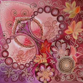 Peinture intitulée "Heart of a Flower" par Valeria Belogurova, Œuvre d'art originale, Acrylique