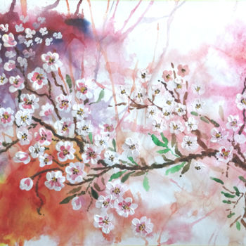 Pintura titulada "Bloom, sakura flowe…" por Valeria Belogurova, Obra de arte original, Acrílico